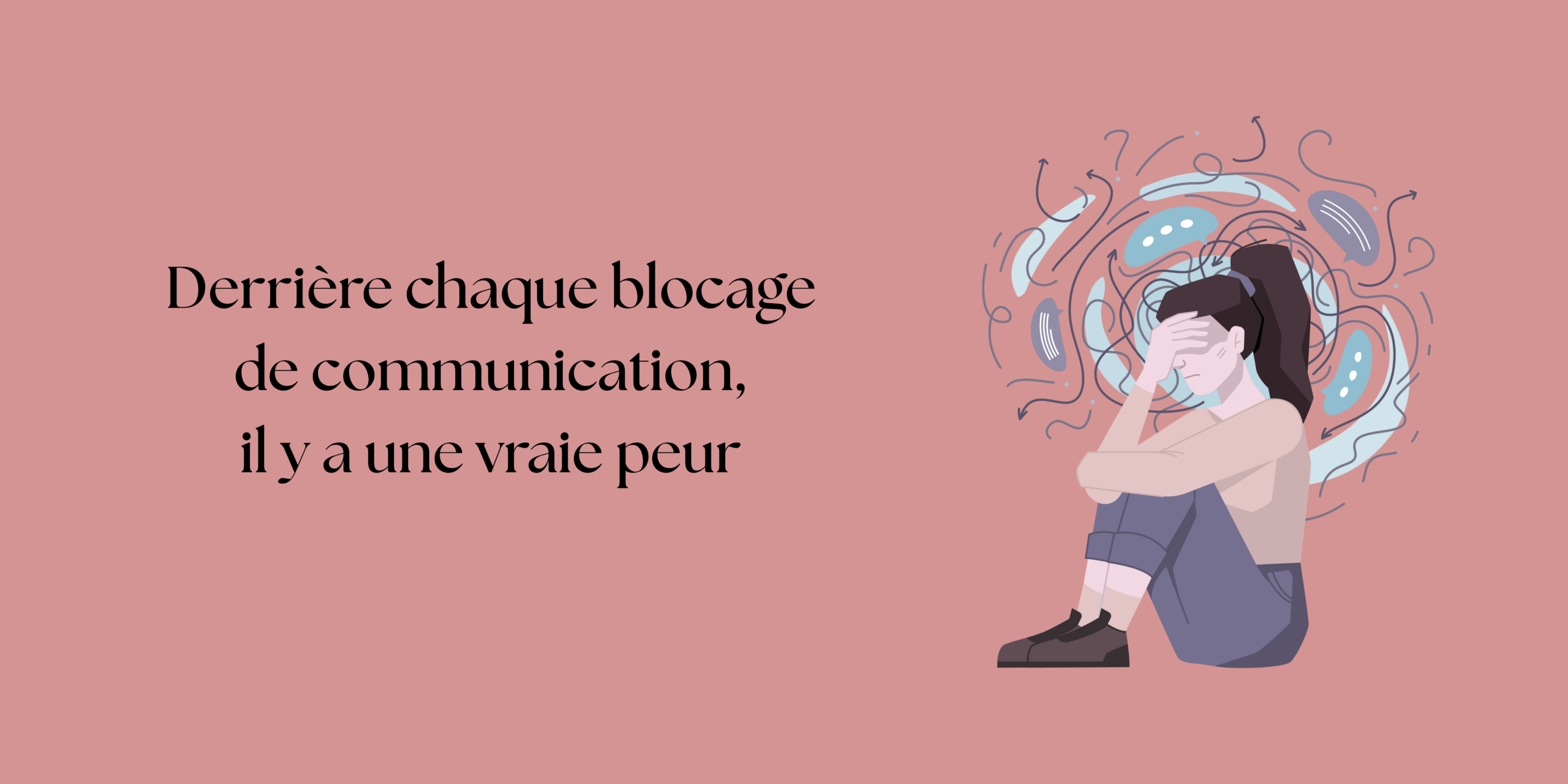 titre de l'article et dessin d'une femme accroupi qui a peur